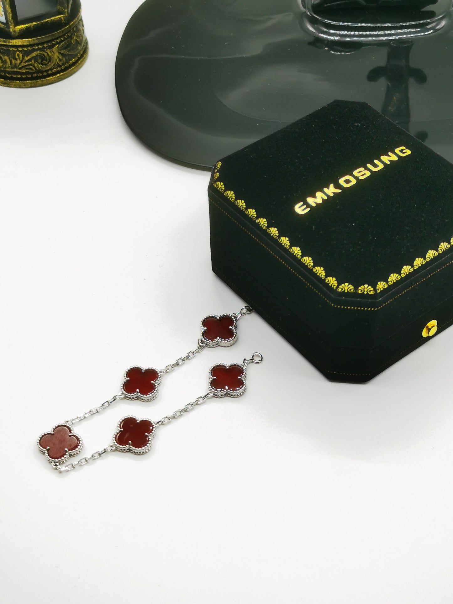 EMKOSUNG 18K Gold  Plated  Four Leaf Clover Bracelets for Women