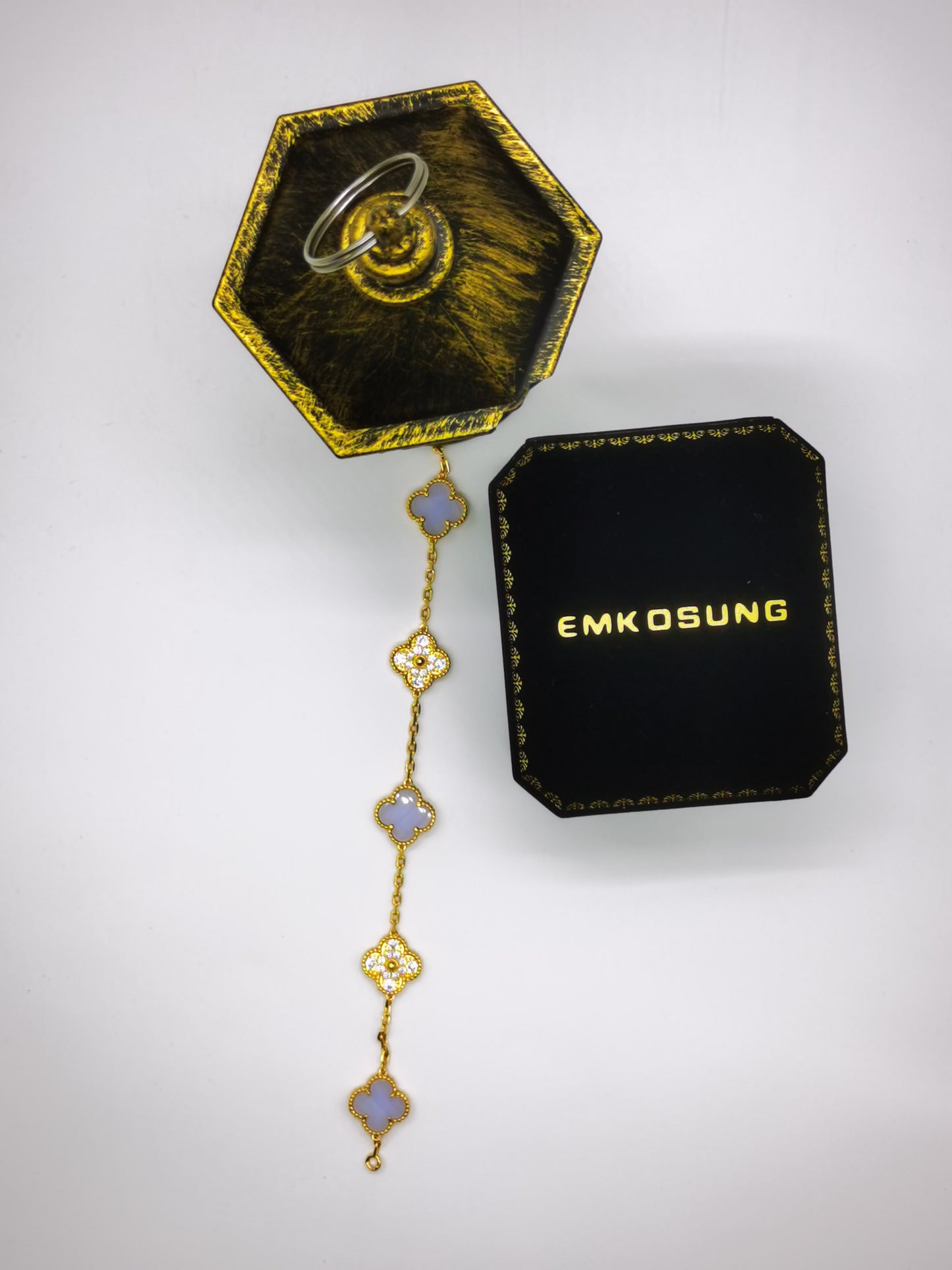 EMKOSUNG 18K Gold  Plated  Four Leaf Clover Bracelets for Women