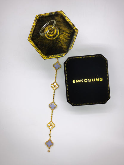 EMKOSUNG 18K Gold  Plated  Four Leaf Clover Bracelets for Women