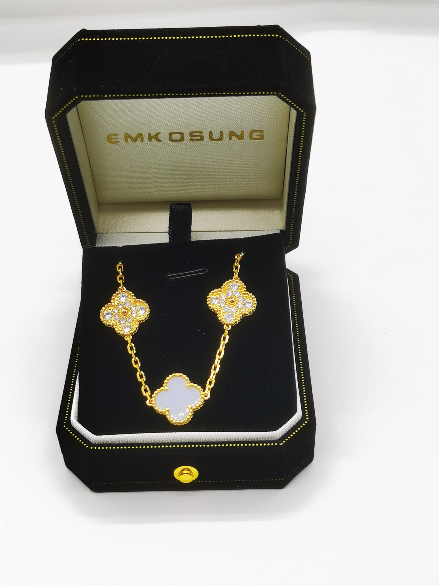 EMKOSUNG 18K Gold  Plated  Four Leaf Clover Bracelets for Women