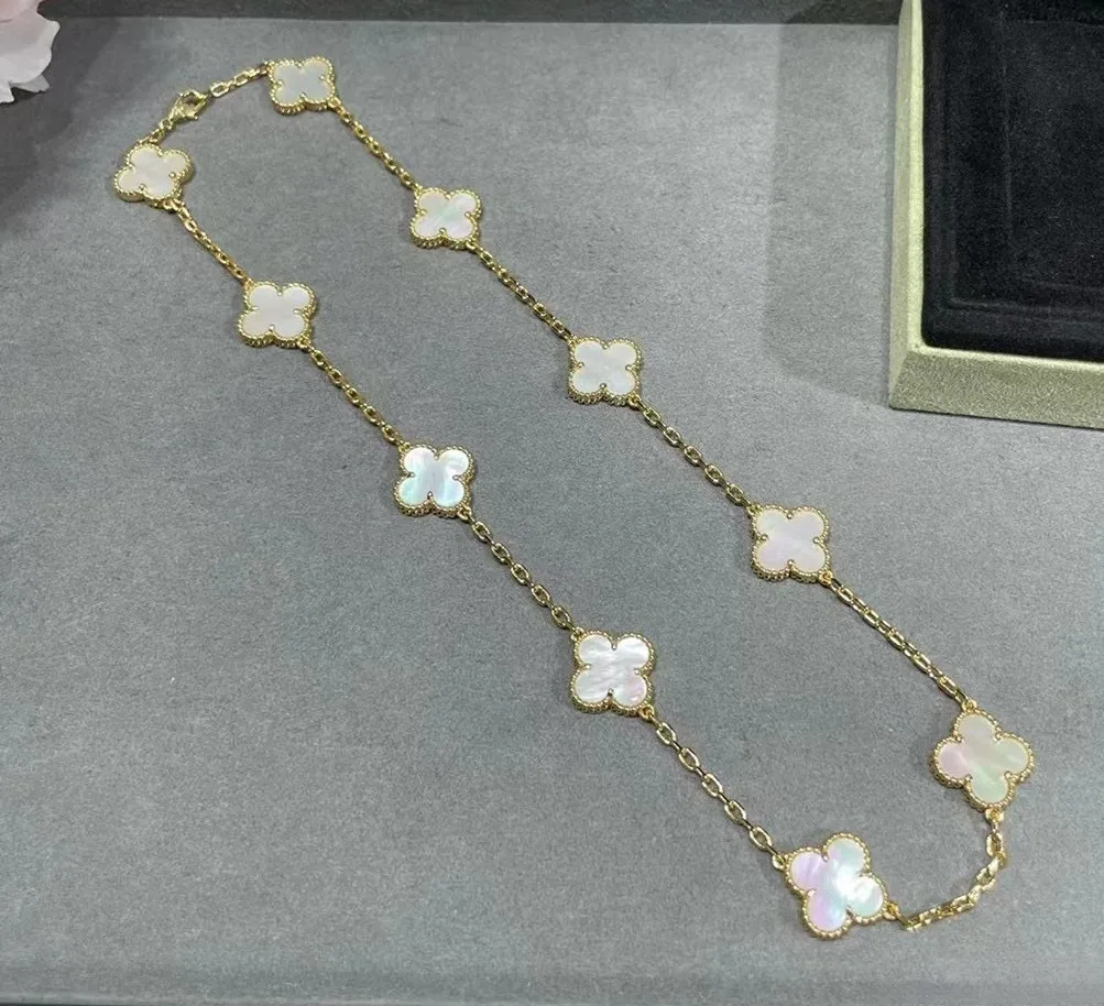 EMKOSUNG 18K Gold  Plated  10 Flowers Four Leaf Clover Necklaces for Women