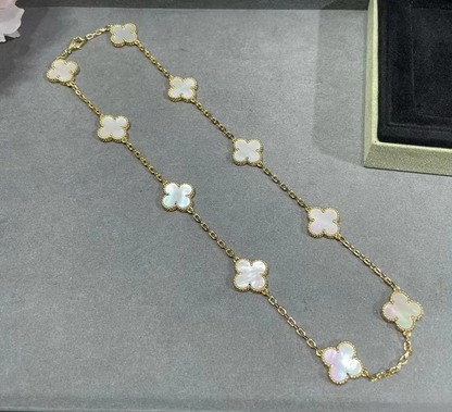 EMKOSUNG 18K Gold  Plated  10 Flowers Four Leaf Clover Necklaces for Women