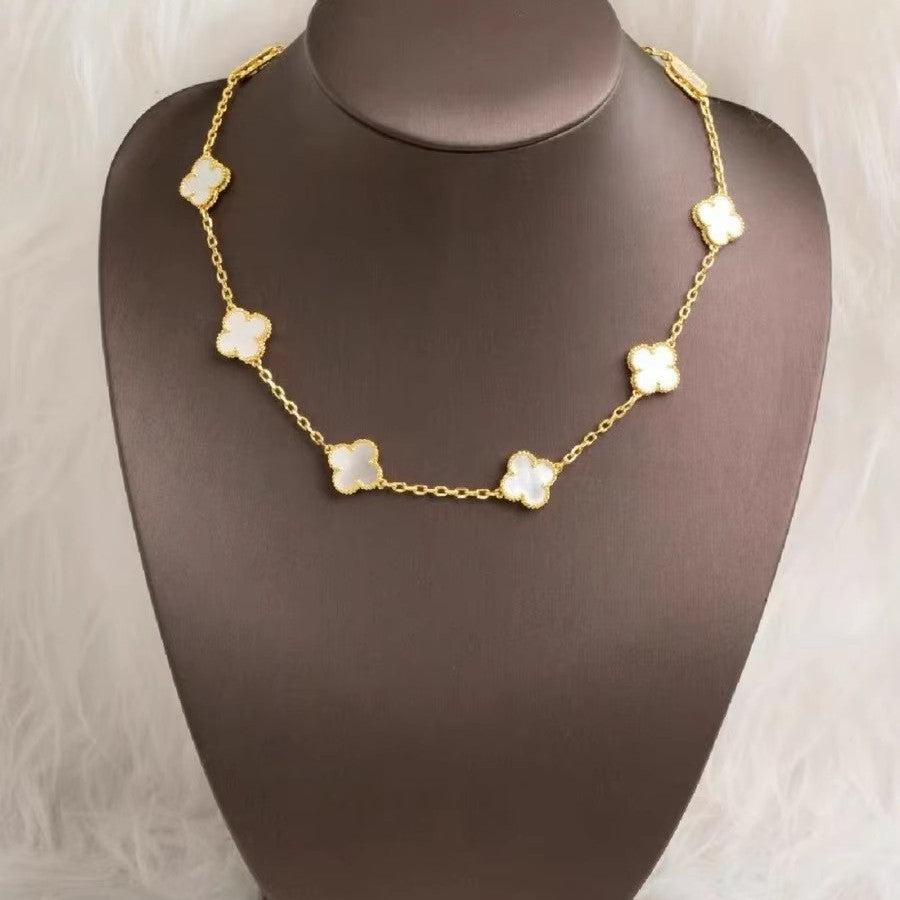 EMKOSUNG 18K Gold  Plated  10 Flowers Four Leaf Clover Necklaces for Women