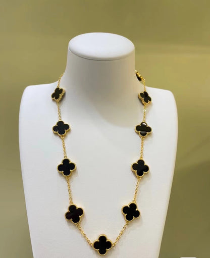 EMKOSUNG 18K Gold  Plated  10 Flowers Four Leaf Clover Necklaces for Women