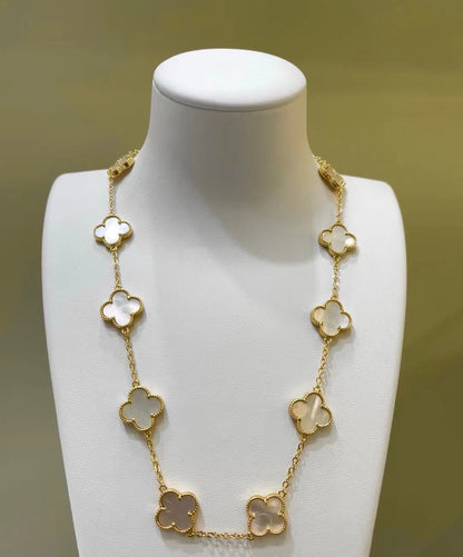 EMKOSUNG 18K Gold  Plated  10 Flowers Four Leaf Clover Necklaces for Women