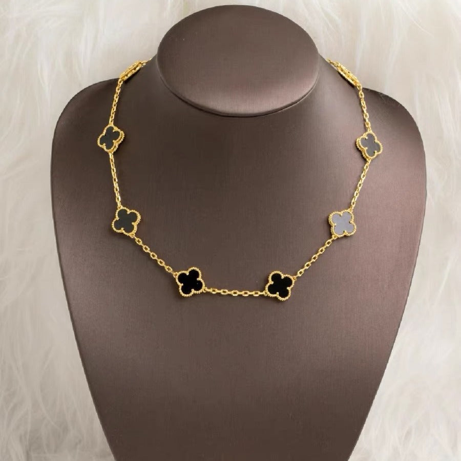 EMKOSUNG 18K Gold  Plated  10 Flowers Four Leaf Clover Necklaces for Women