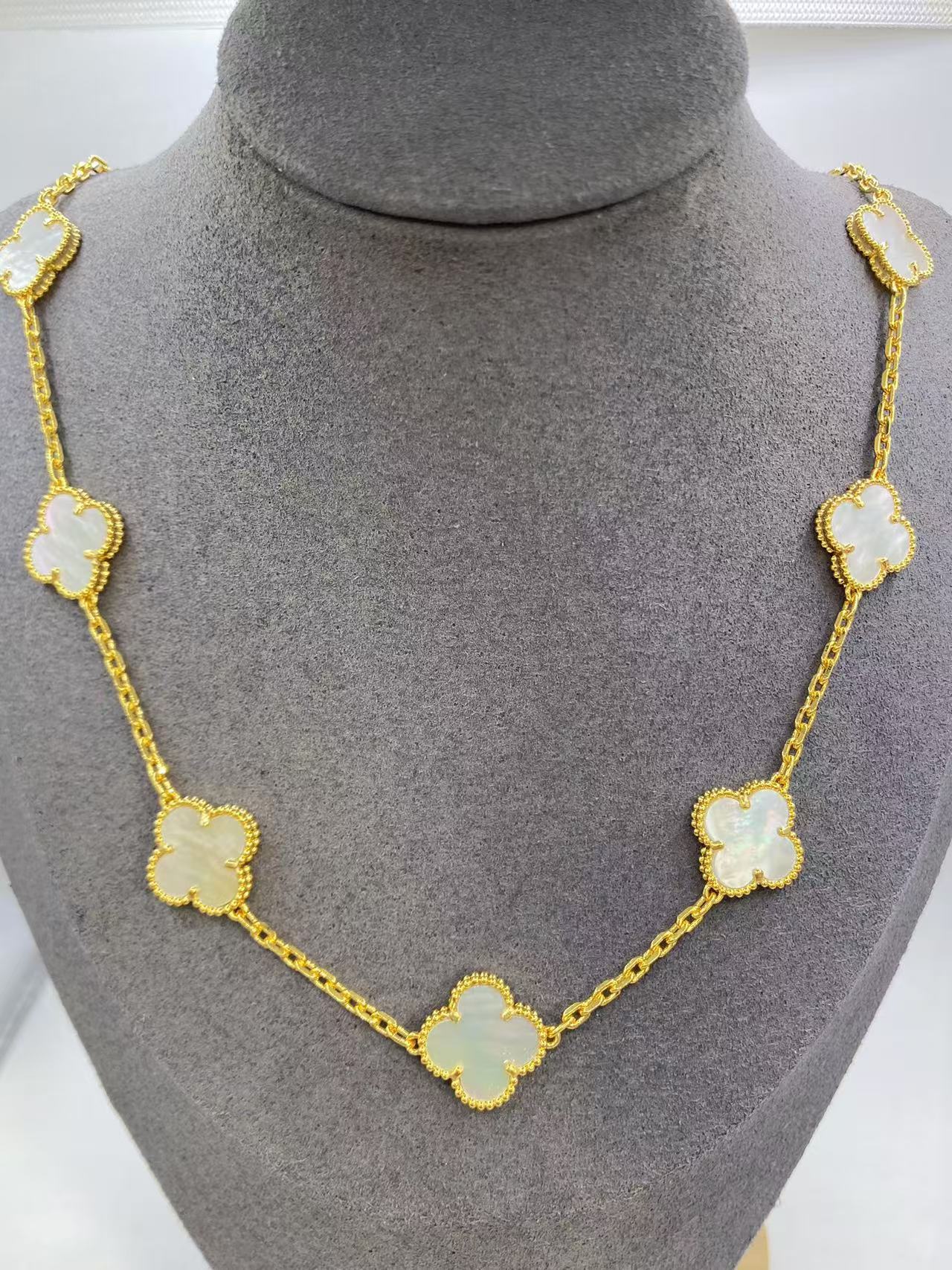 EMKOSUNG 18K Gold  Plated  10 Flowers Four Leaf Clover Necklaces for Women