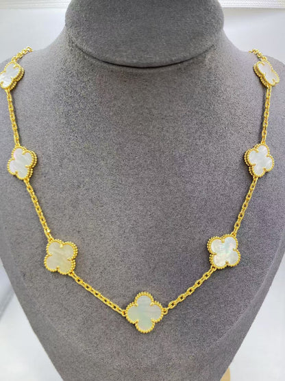 EMKOSUNG 18K Gold  Plated  10 Flowers Four Leaf Clover Necklaces for Women