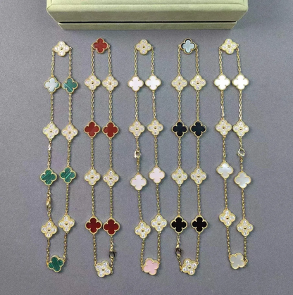 EMKOSUNG 18K Gold  Plated  10 Flowers Four Leaf Clover Necklaces for Women