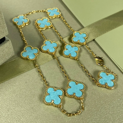 EMKOSUNG 18K Gold  Plated  10 Flowers Four Leaf Clover Necklaces for Women