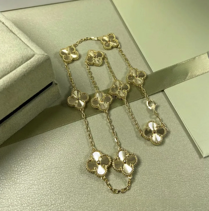 EMKOSUNG 18K Gold  Plated  10 Flowers Four Leaf Clover Necklaces for Women