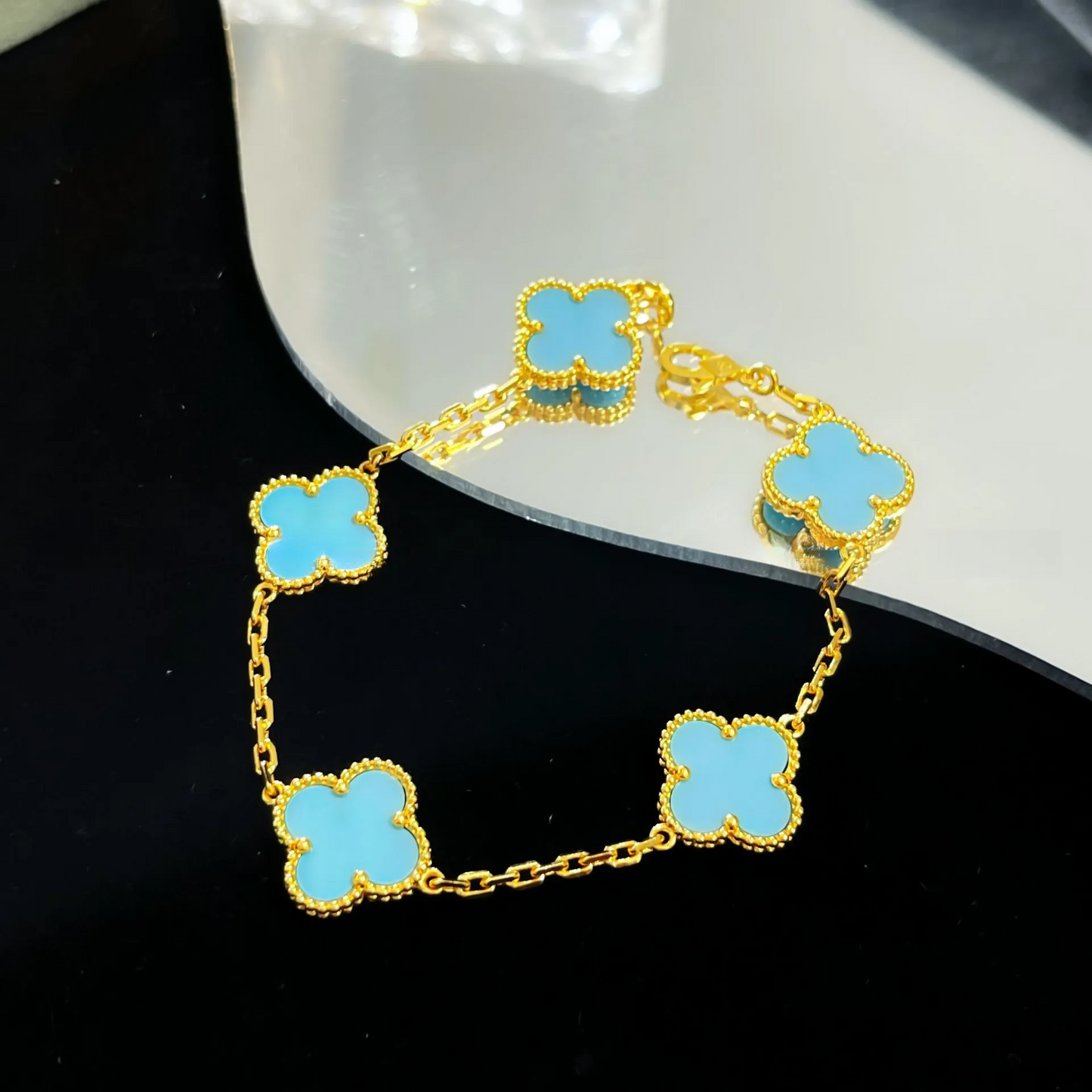 EMKOSUNG 18K Gold  Plated  Four Leaf Clover Bracelets for Women