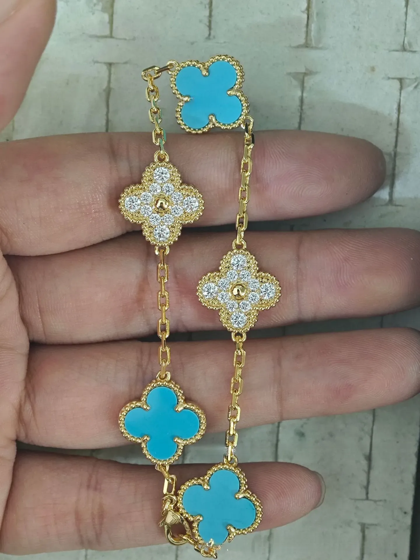 EMKOSUNG 18K Gold  Plated  Four Leaf Clover Bracelets for Women