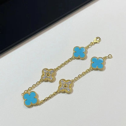 EMKOSUNG 18K Gold  Plated  Four Leaf Clover Bracelets for Women