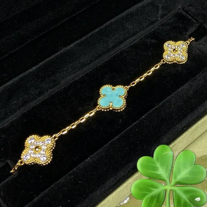 EMKOSUNG 18K Gold  Plated  Four Leaf Clover Bracelets for Women