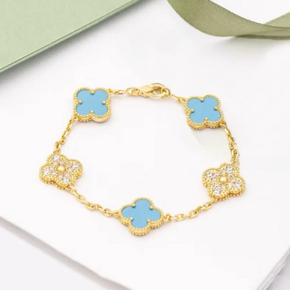 EMKOSUNG 18K Gold  Plated  Four Leaf Clover Bracelets for Women