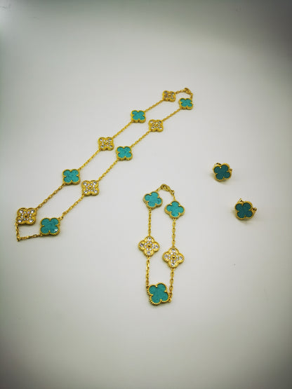 EMKOSUNG 18K Gold  Plated  10 Flowers Four Leaf Clover Necklaces for Women