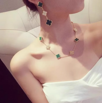 EMKOSUNG 18K Gold  Plated  10 Flowers Four Leaf Clover Necklaces for Women