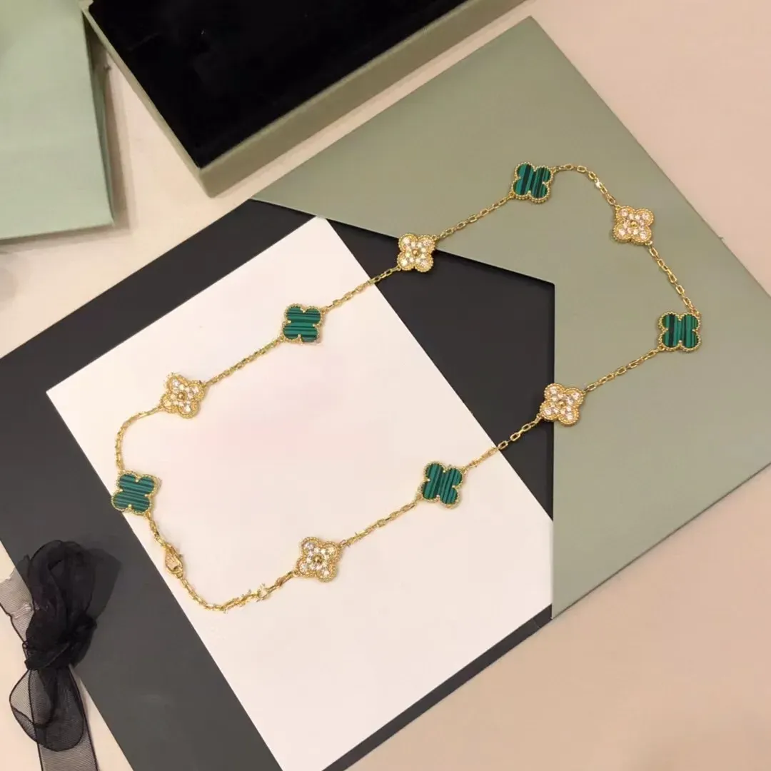 EMKOSUNG 18K Gold  Plated  10 Flowers Four Leaf Clover Necklaces for Women