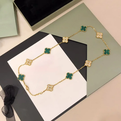 EMKOSUNG 18K Gold  Plated  10 Flowers Four Leaf Clover Necklaces for Women