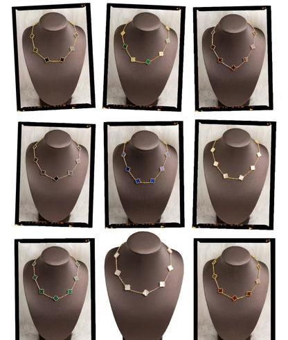 EMKOSUNG 18K Gold  Plated  10 Flowers Four Leaf Clover Necklaces for Women