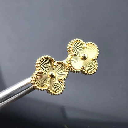 EMKOSUNG 18K Gold  Plated  Single Flowers Four Leaf Clover Earrings for Women