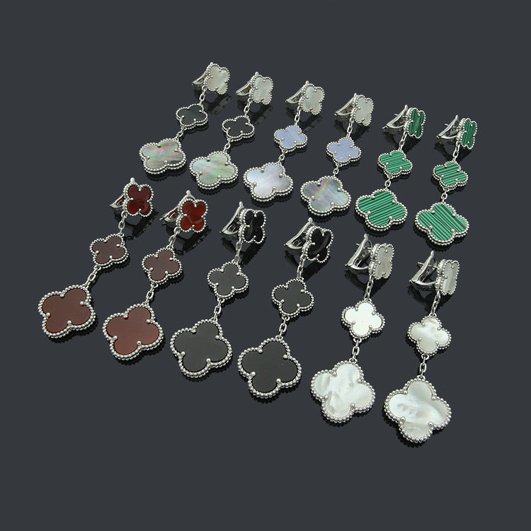 EMKOSUNG 18K Gold  Plated 3 Flowers Four Leaf Clover Earrings for Women