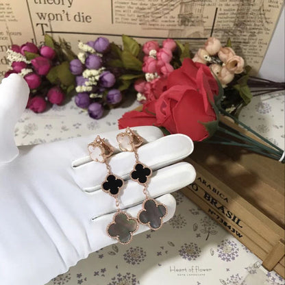 EMKOSUNG 18K Gold  Plated 3 Flowers Four Leaf Clover Earrings for Women