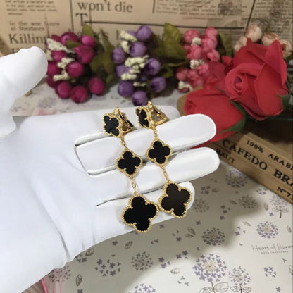 EMKOSUNG 18K Gold  Plated 3 Flowers Four Leaf Clover Earrings for Women