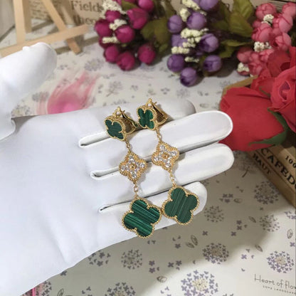 EMKOSUNG 18K Gold  Plated 3 Flowers Four Leaf Clover Earrings for Women